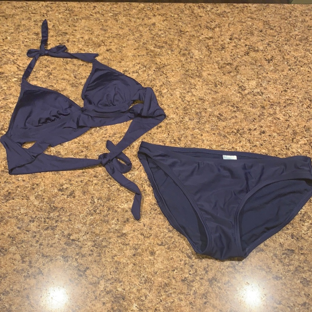 EUC Kona Sol Navy Blue Bikini WORN TWICE Medium